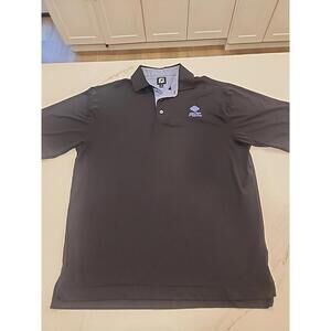 FootJoy Polo Shirt Mens Large Black Golf Breathable Stretch Course Embroidered